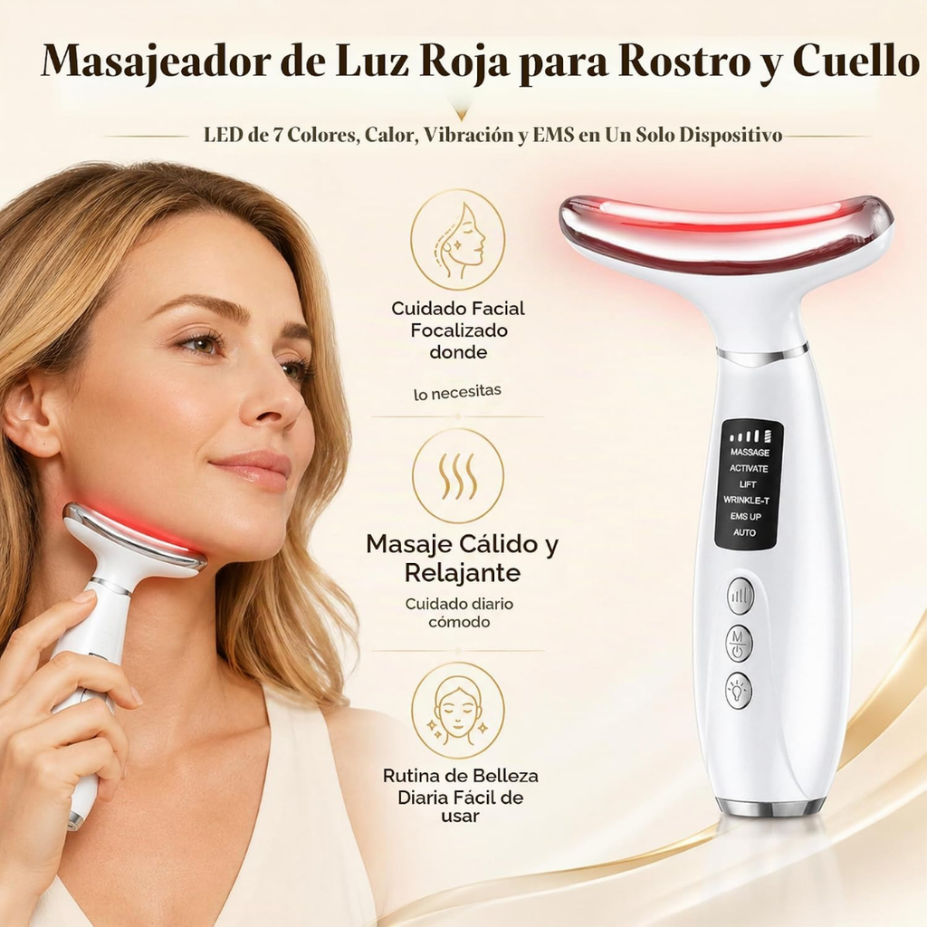Masajeador facial con vibración y 7 Luces LED