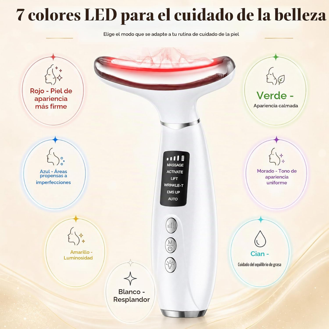 Masajeador facial con vibración y 7 Luces LED