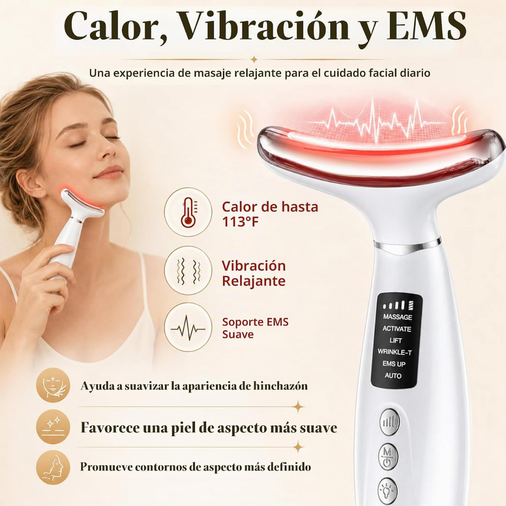 Masajeador facial con vibración y 7 Luces LED