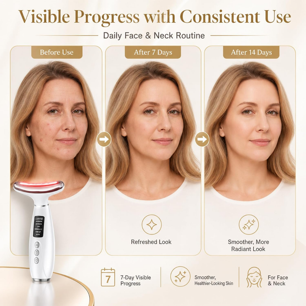 Masajeador facial con vibración y 7 Luces LED