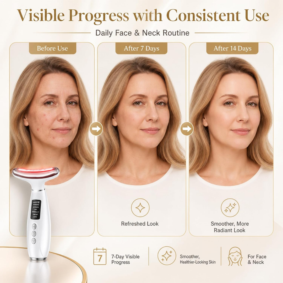 Masajeador facial con vibración y 7 Luces LED