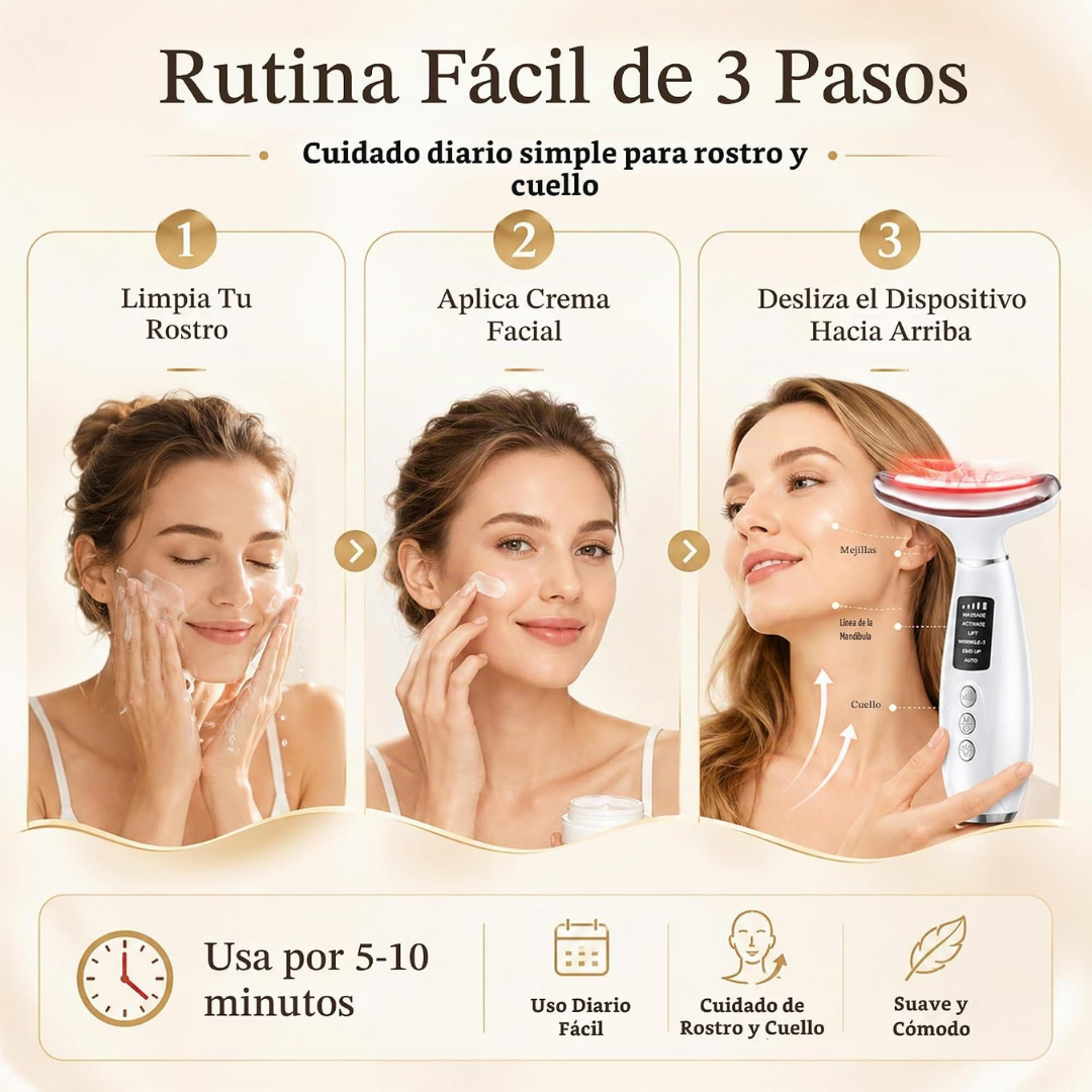 Masajeador facial con vibración y 7 Luces LED